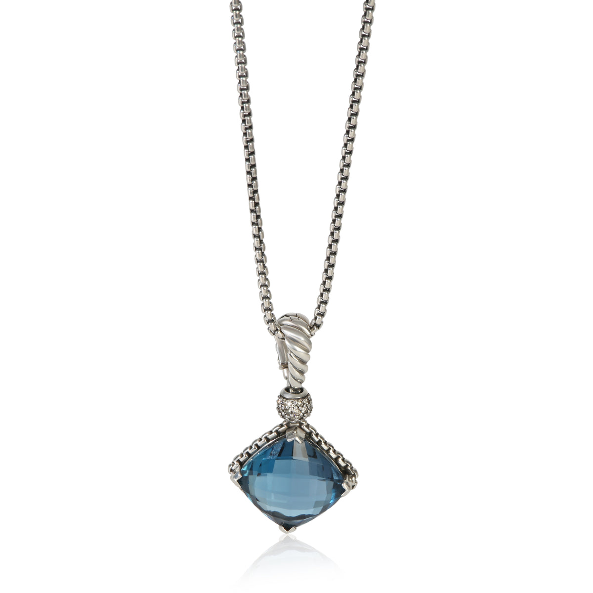 David Yurman Sterling Silver Topaz and Diamond On Point Pendant fv