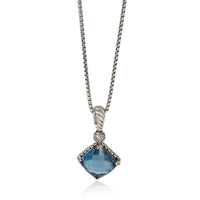 David Yurman Sterling Silver Topaz and Diamond On Point Pendant fv