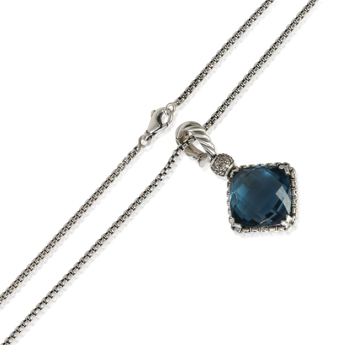 David Yurman Sterling Silver Topaz and Diamond On Point Pendant pv