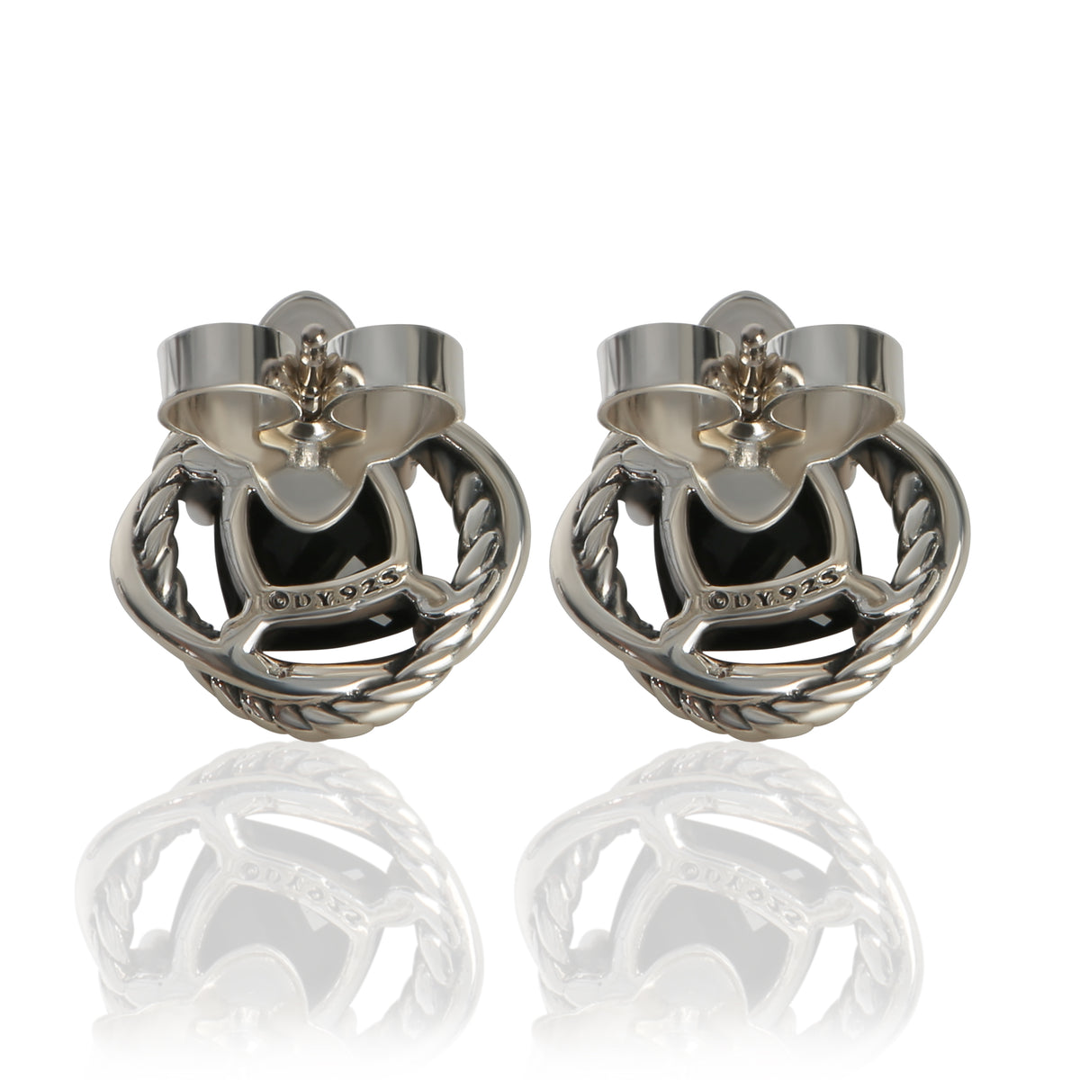 David Yurman Sterling Silver Onyx Infinity Stud Earrings av