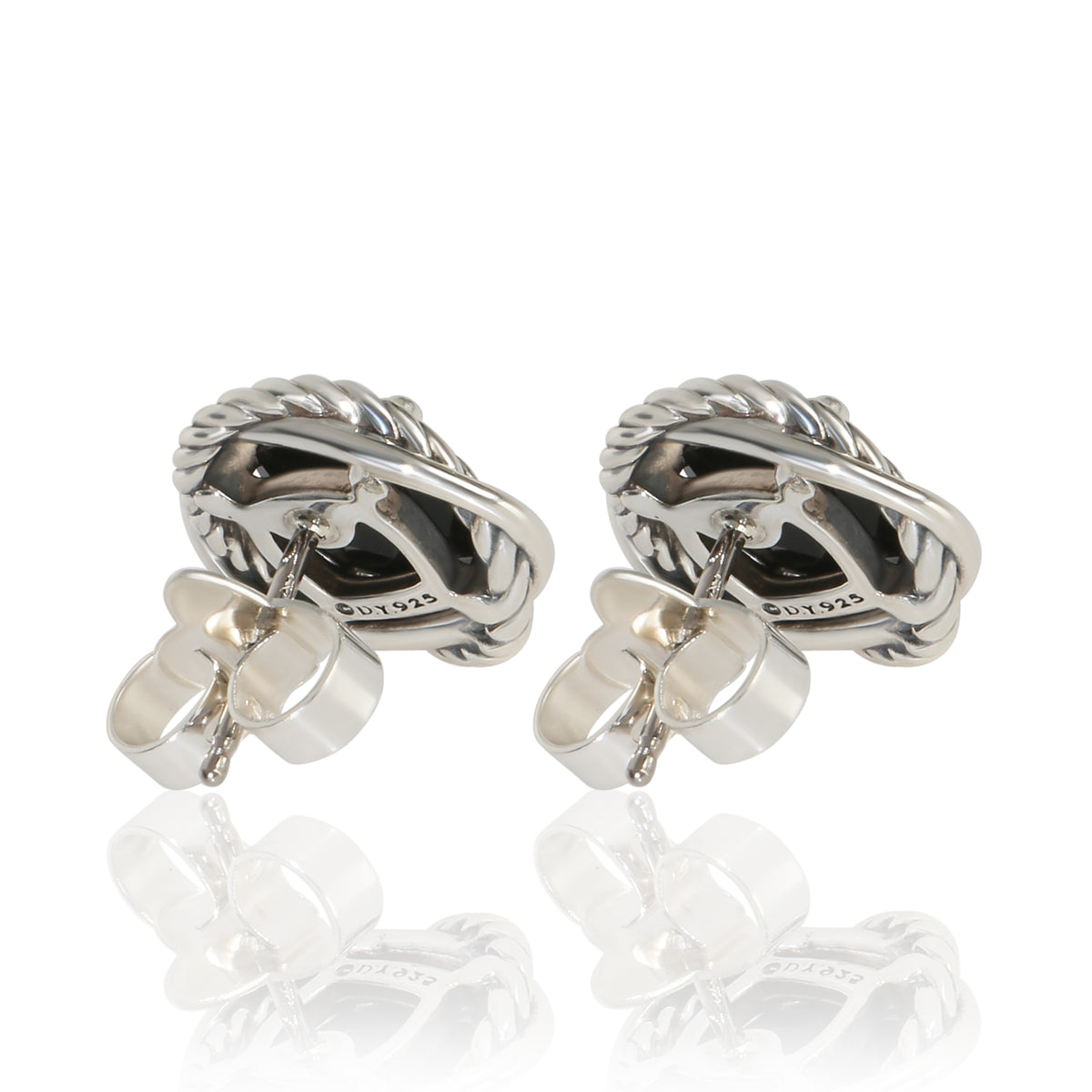 David Yurman Sterling Silver Onyx Infinity Stud Earrings bv