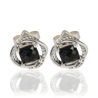 David Yurman Sterling Silver Onyx Infinity Stud Earrings fv