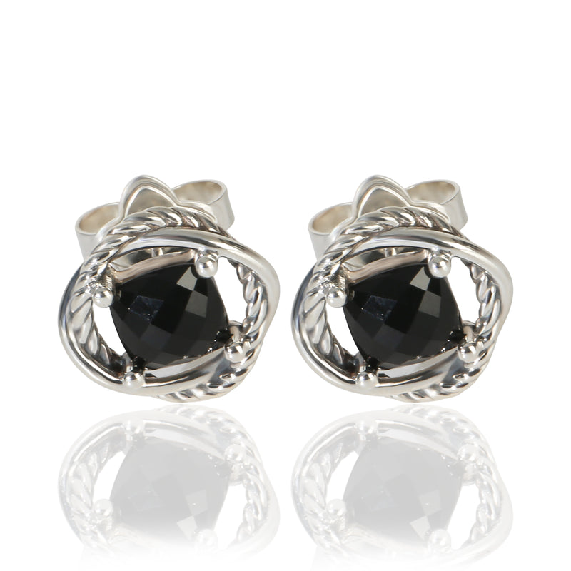 David Yurman Sterling Silver Onyx Infinity Stud Earrings fv