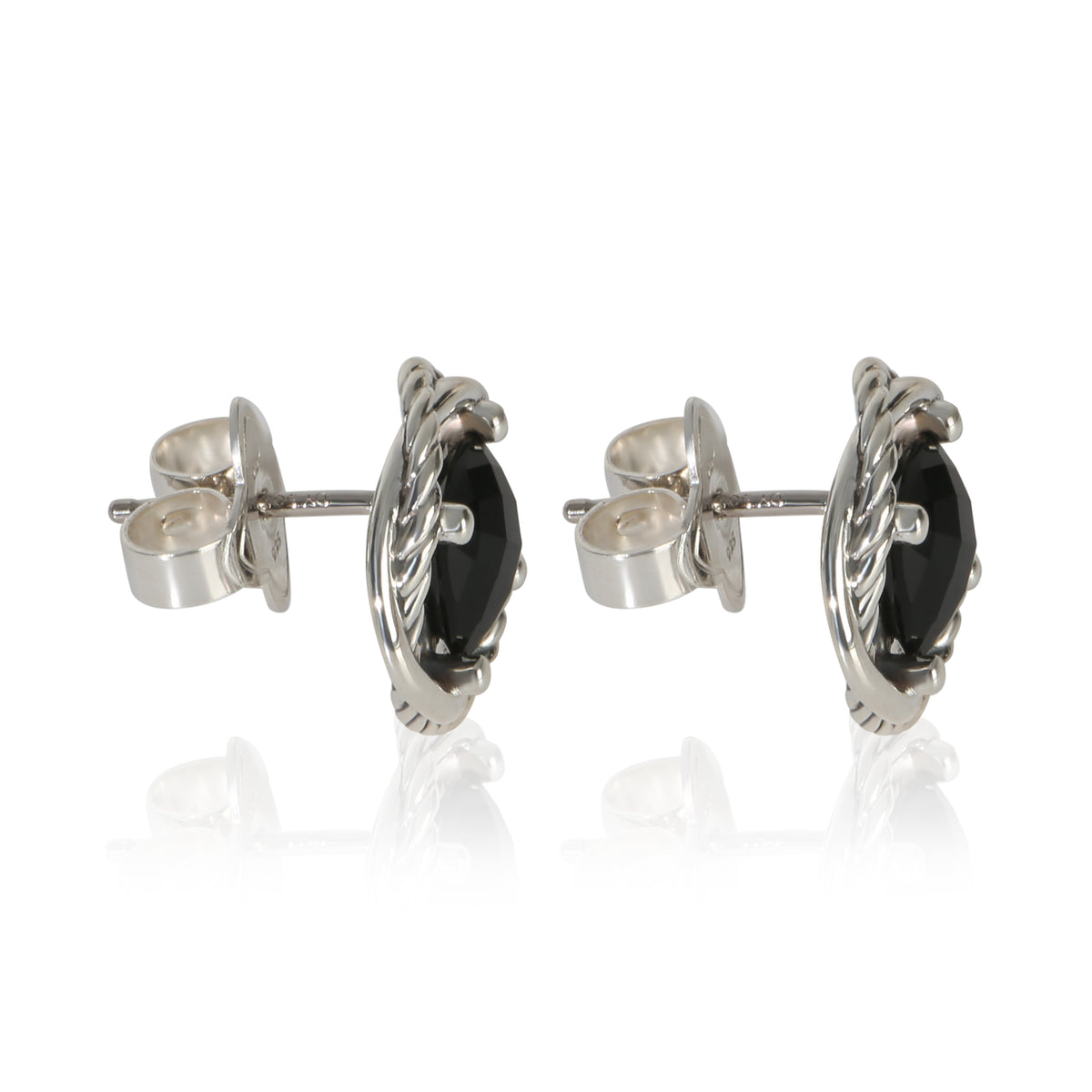 David Yurman Sterling Silver Onyx Infinity Stud Earrings pv