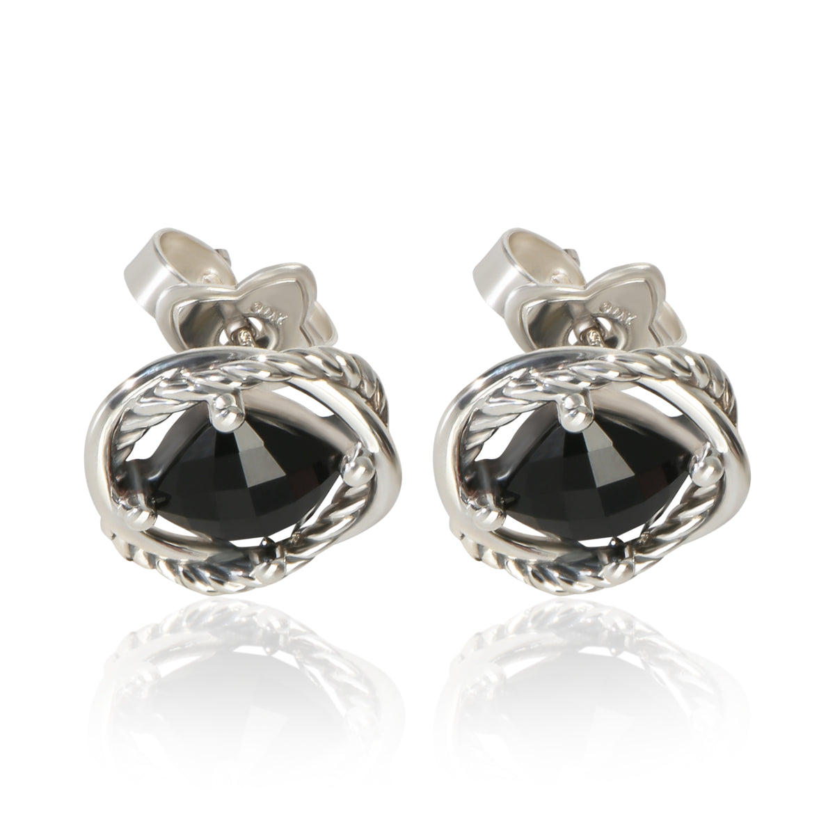 David Yurman Sterling Silver Onyx Infinity Stud Earrings sv