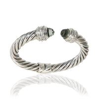 David Yurman Sterling Silver Prasiolite and Diamond Crossover Cable Bracelet bv