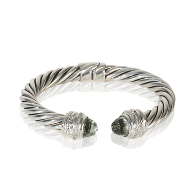 David Yurman Sterling Silver Prasiolite and Diamond Crossover Cable Bracelet fv
