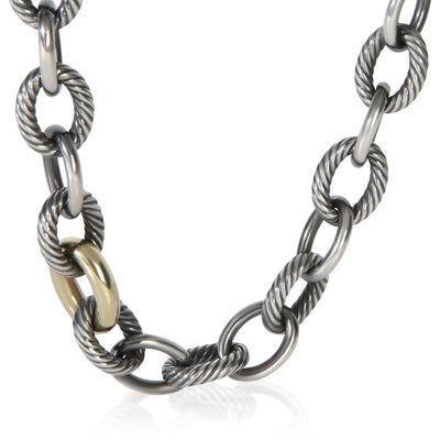 David Yurman 1/5 18K Yellow Gold & Sterling Silver Oval Link Necklace fv