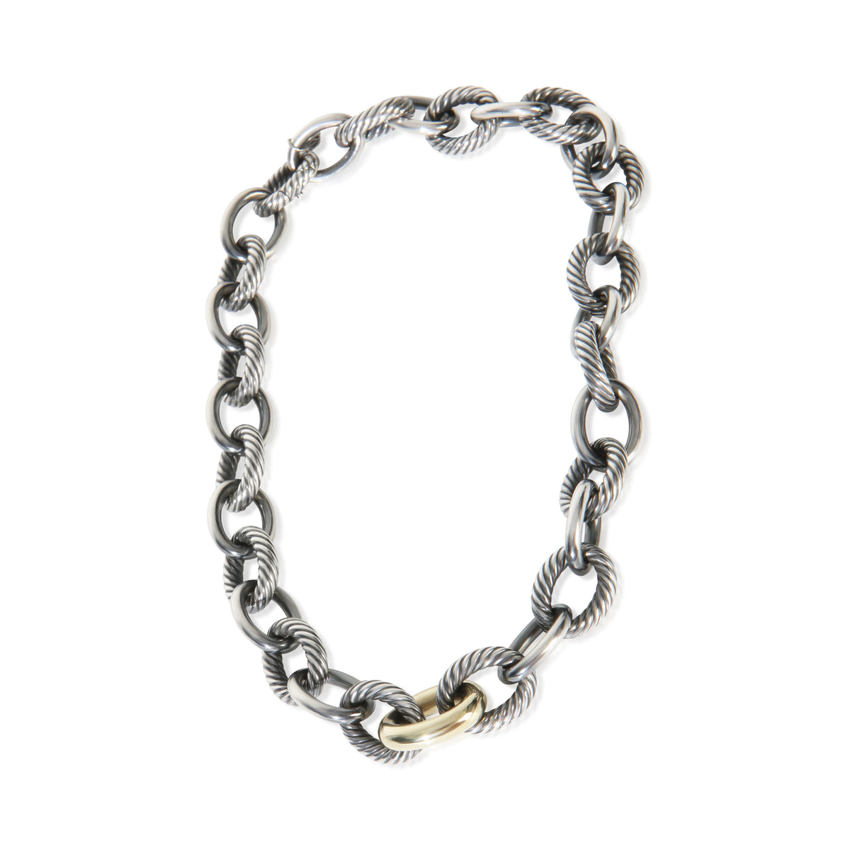 David Yurman 1/5 18K Yellow Gold & Sterling Silver Oval Link Necklace pv