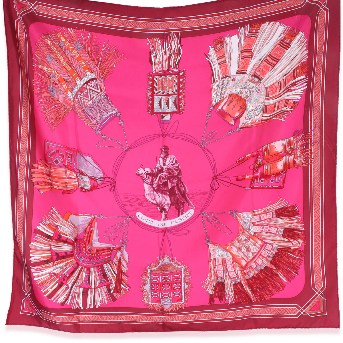 Hermès Pink Cuirs Du Desert Silk Scarf 90 id