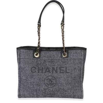 Chanel Black Grey Mixed Fibers Small Deauville Tote Handbag id