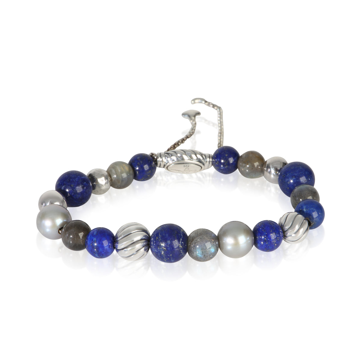 David Yurman Sterling Silver Lapis and Labradorite Elements Bracelet fv