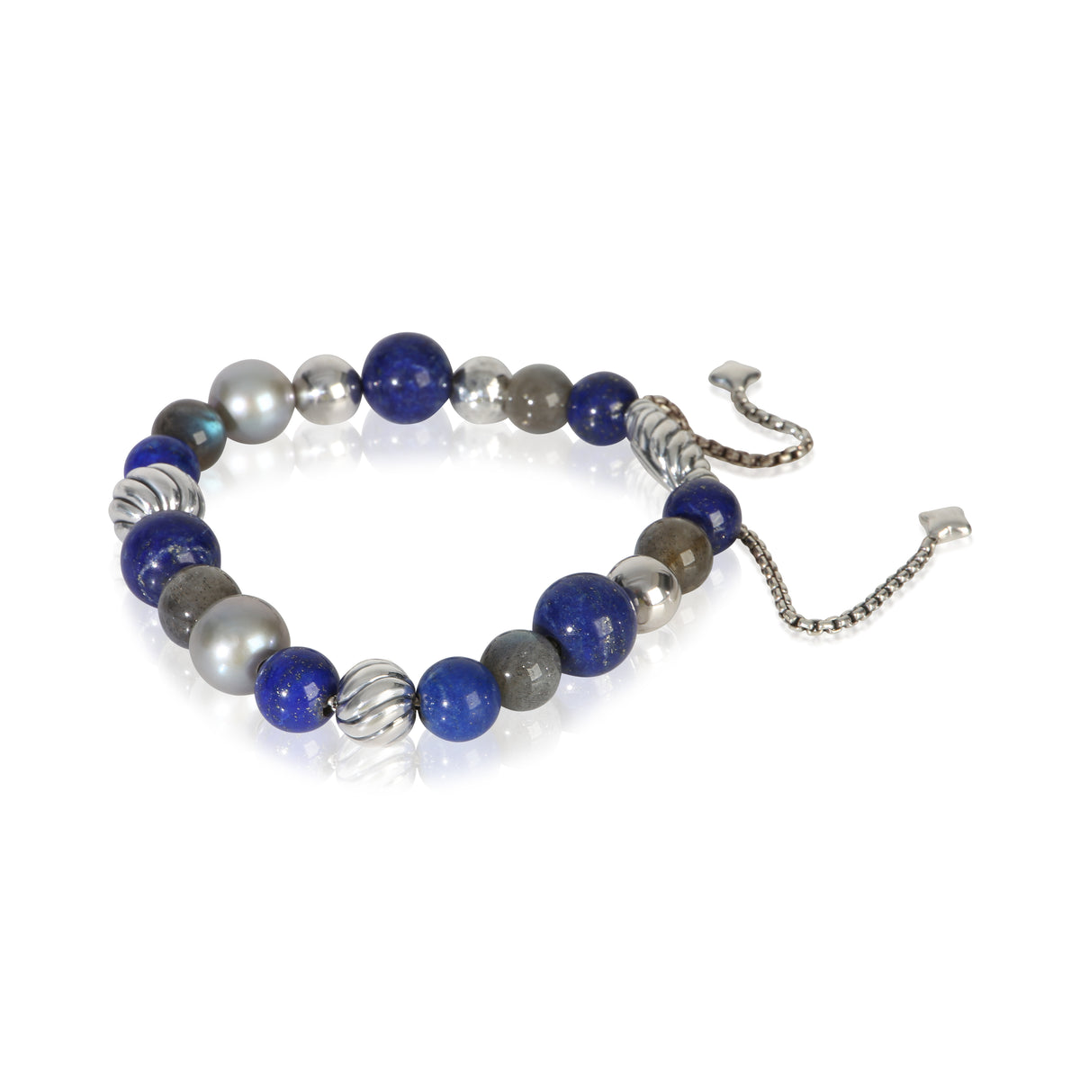 David Yurman Sterling Silver Lapis and Labradorite Elements Bracelet sv