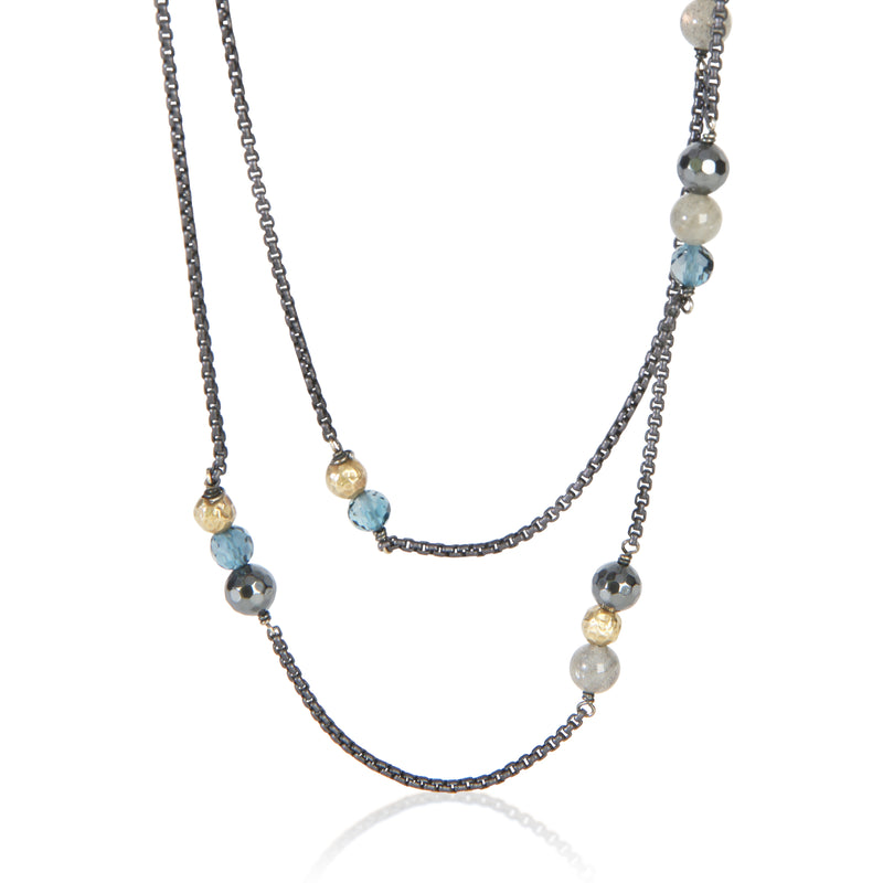 David Yurman Yellow Gold & Sterling Silver Topaz and Hematite Bijoux Necklace fv