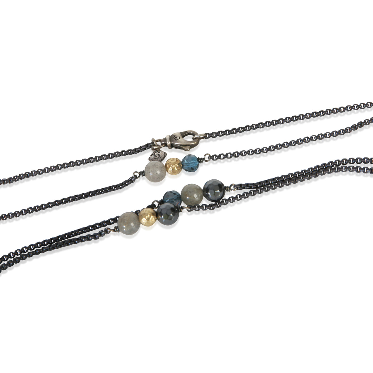 David Yurman Yellow Gold & Sterling Silver Topaz and Hematite Bijoux Necklace sv