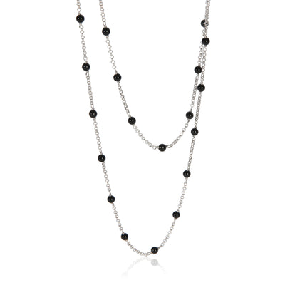 David Yurman Sterling Silver Onyx Onyx Station Necklace fv