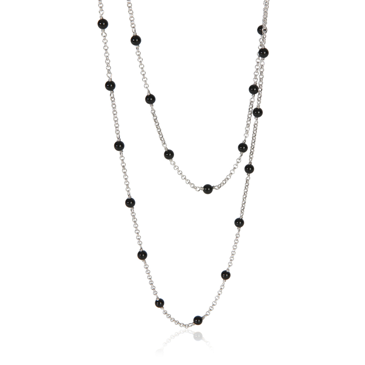 David Yurman Sterling Silver Onyx Onyx Station Necklace fv