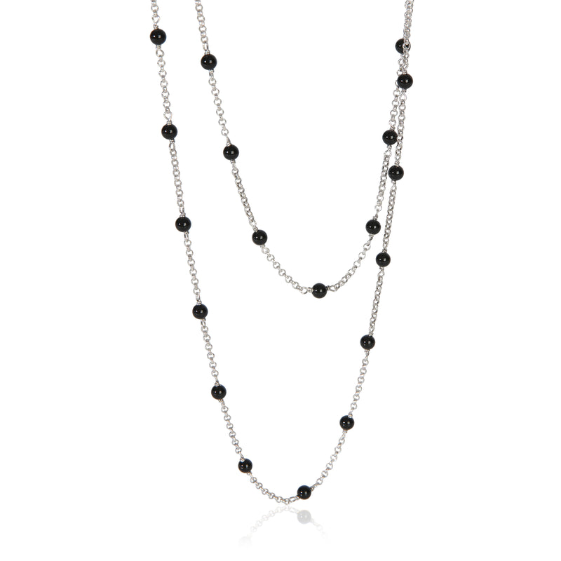 David Yurman Sterling Silver Onyx Onyx Station Necklace fv