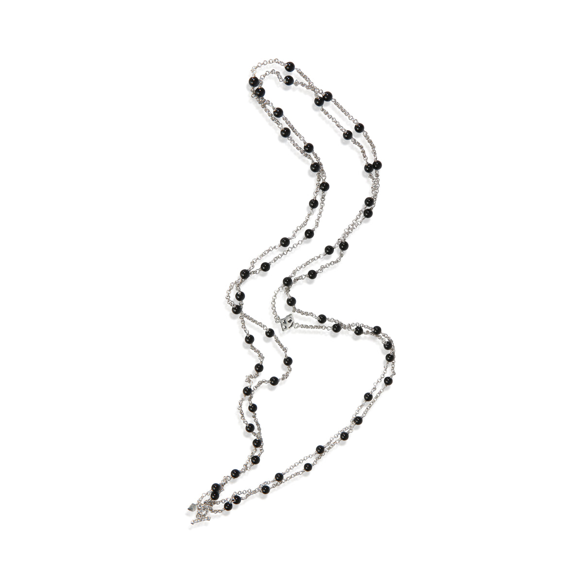 David Yurman Sterling Silver Onyx Onyx Station Necklace pv