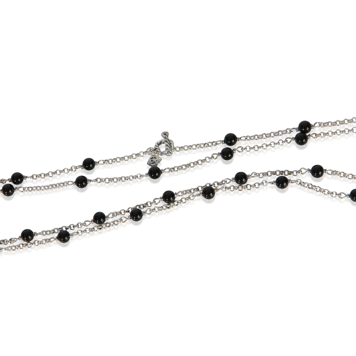 David Yurman Sterling Silver Onyx Onyx Station Necklace sv