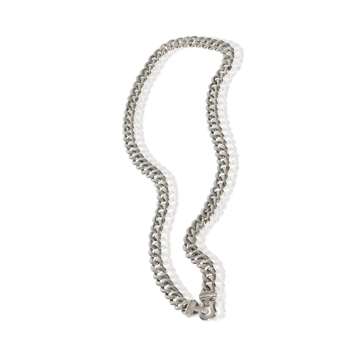 David Yurman Sterling Silver Diamond Buckle Necklace pv