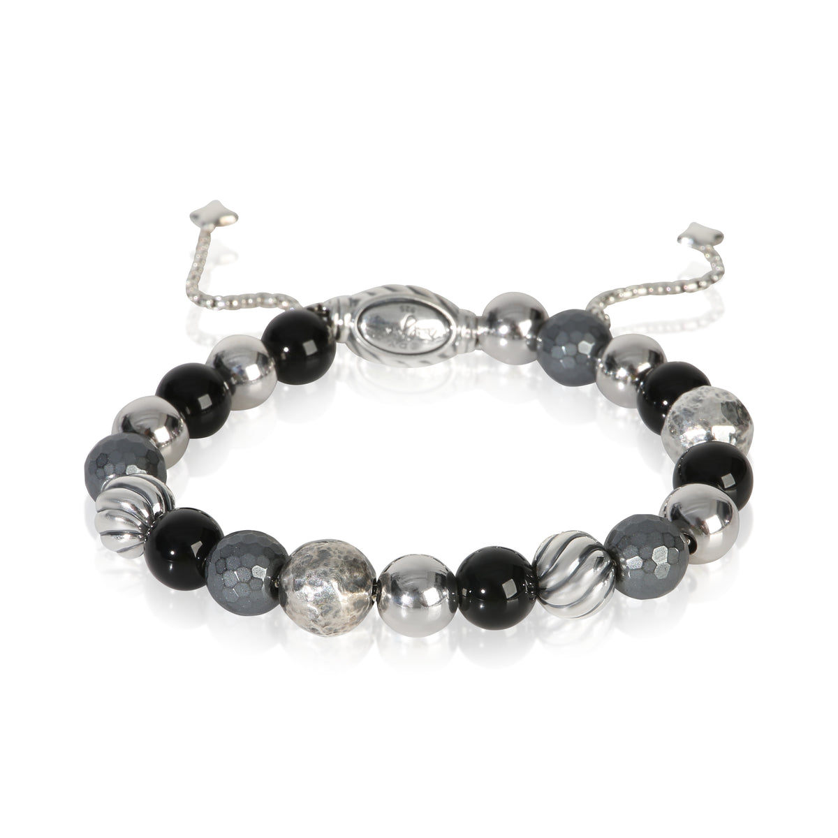 David Yurman Sterling Silver Onyx and Hematite Elements Bracelet fv