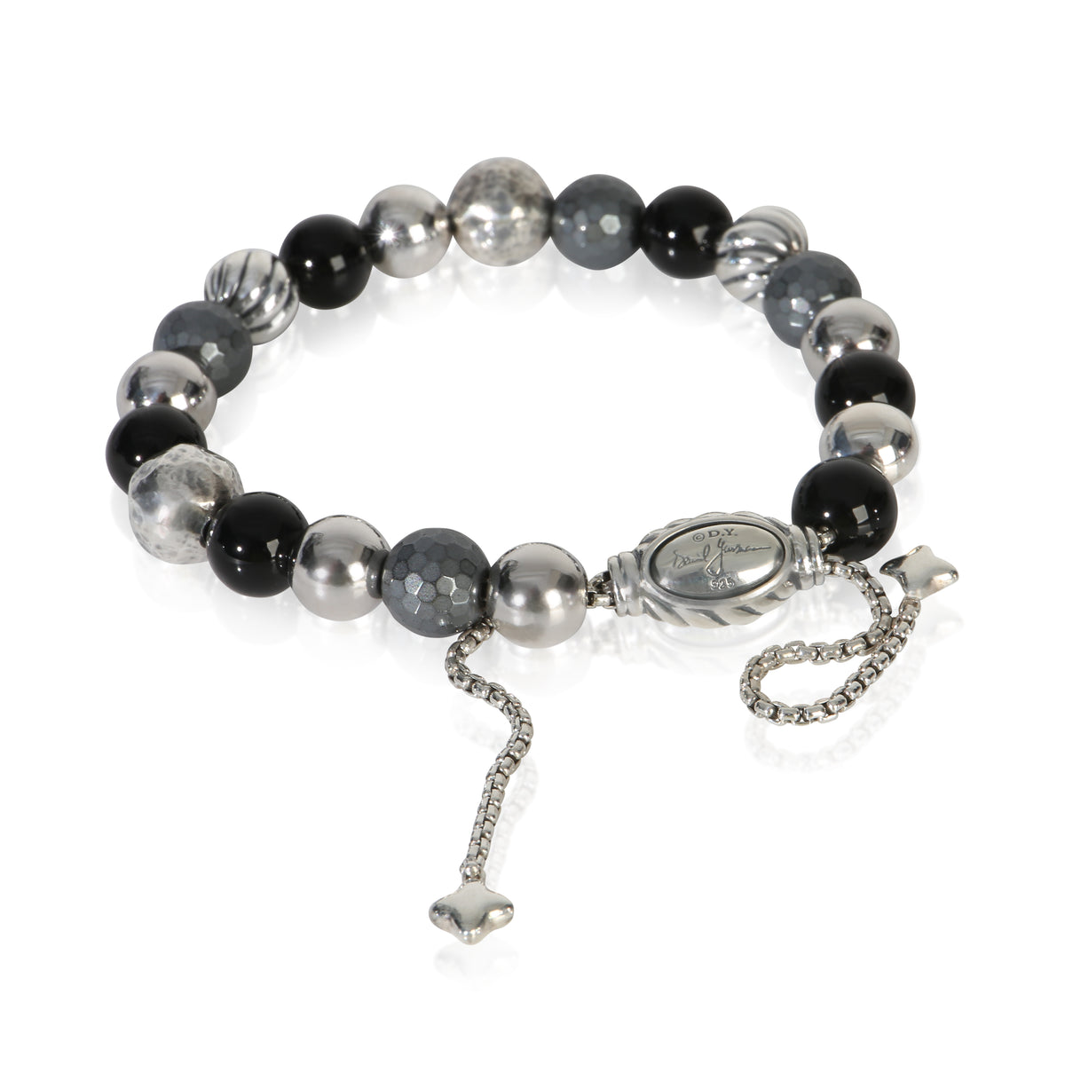David Yurman Sterling Silver Onyx and Hematite Elements Bracelet pv