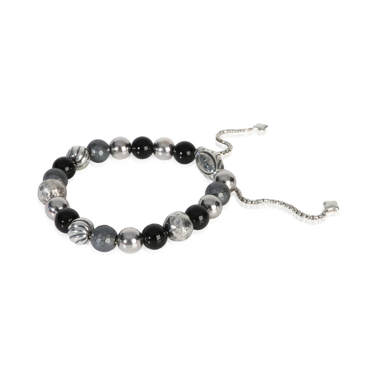 David Yurman Sterling Silver Onyx and Hematite Elements Bracelet sv