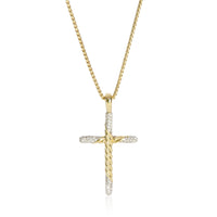 David Yurman Yellow Gold Diamond Cross Pendant fv