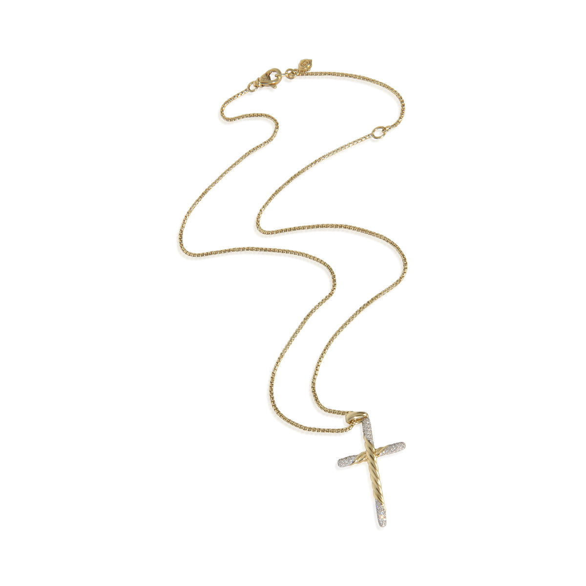 David Yurman Yellow Gold Diamond Cross Pendant pv