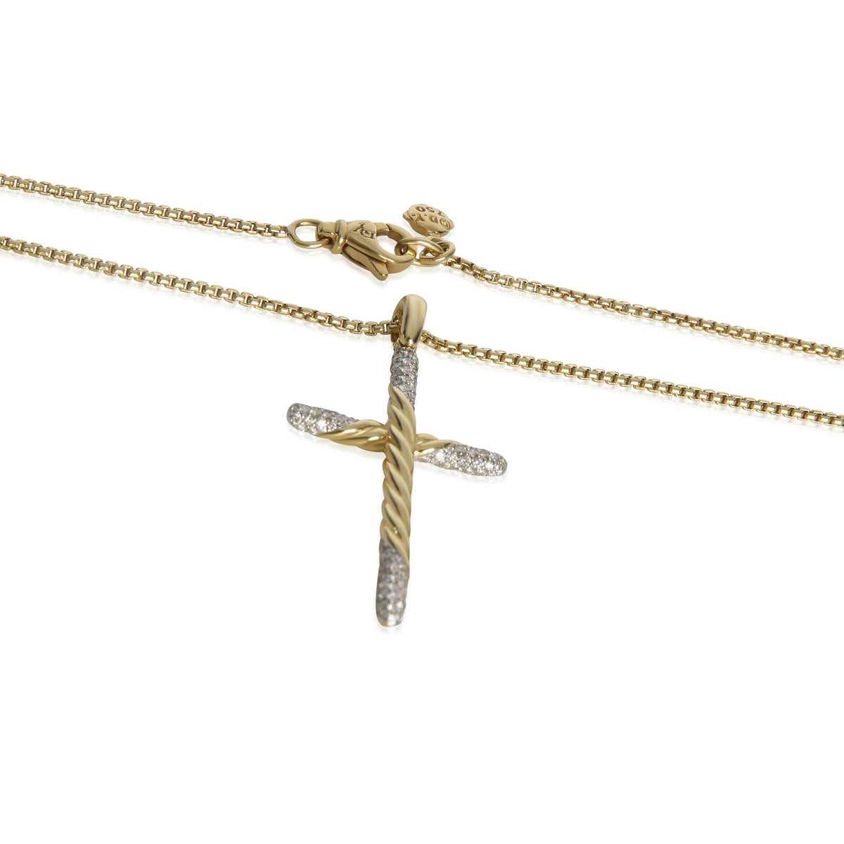 David Yurman Yellow Gold Diamond Cross Pendant sv