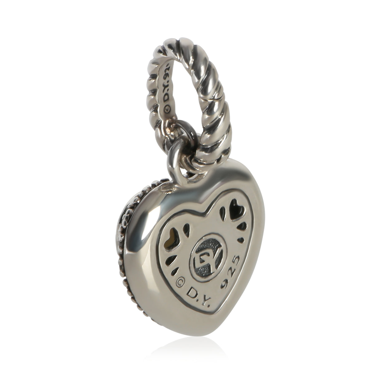 David Yurman Sterling Silver Diamond Moon Quartz Heart Pendant pv