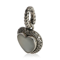 David Yurman Sterling Silver Diamond Moon Quartz Heart Pendant sv