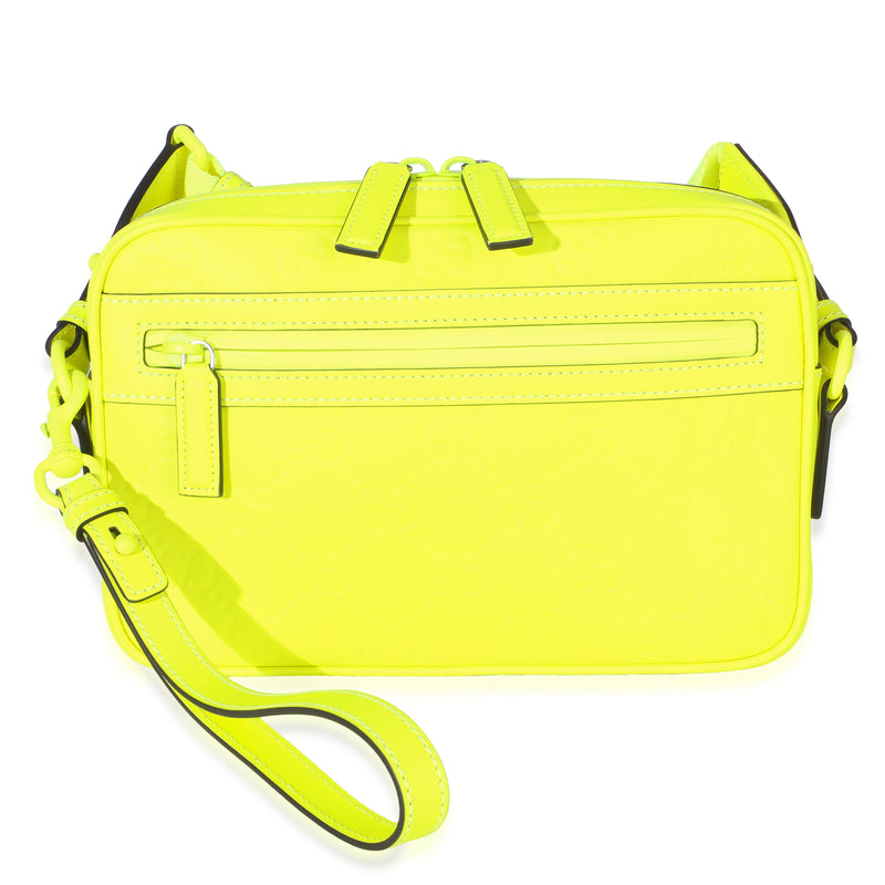 Gucci Fluorescent Yellow Rubber Effect Monogram GG Crossbody Bag Handbag id
