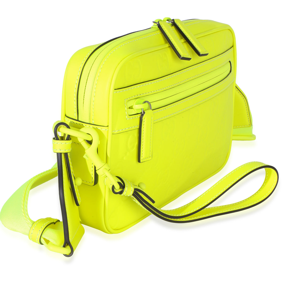Gucci Fluorescent Yellow Rubber Effect Monogram GG Crossbody Bag Handbag 3