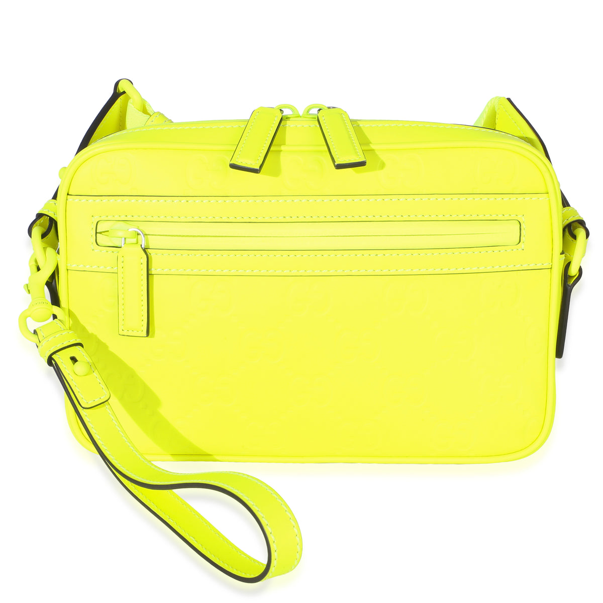 Gucci Fluorescent Yellow Rubber Effect Monogram GG Crossbody Bag Handbag fv