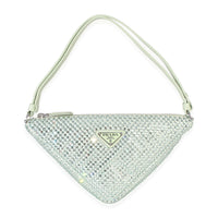 Prada Teal Satin Crystal Embellished Triangle Shoulder Bag Handbag id