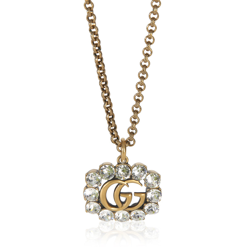 Gucci Gold Plated  Crystal Double G Pendant fv