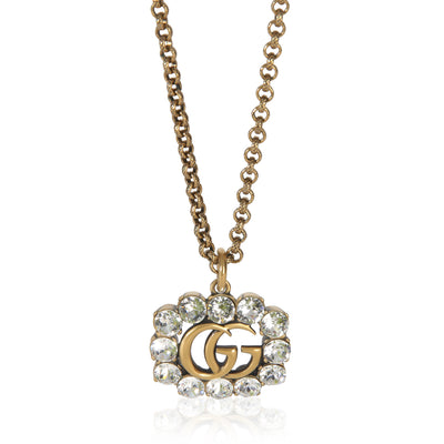 Gucci Gold Plated  Crystal Double G Pendant fv