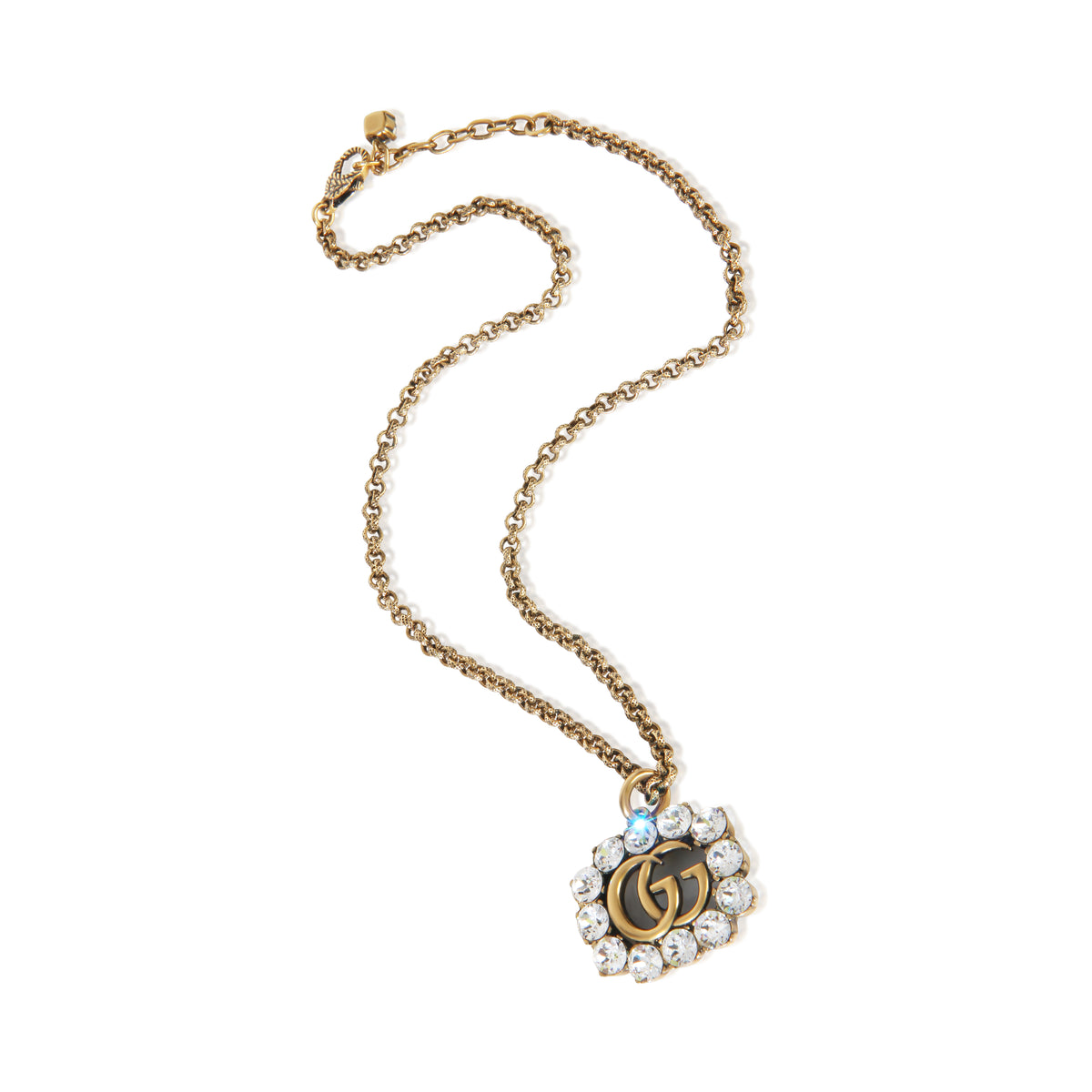 Gucci Gold Plated  Crystal Double G Pendant pv