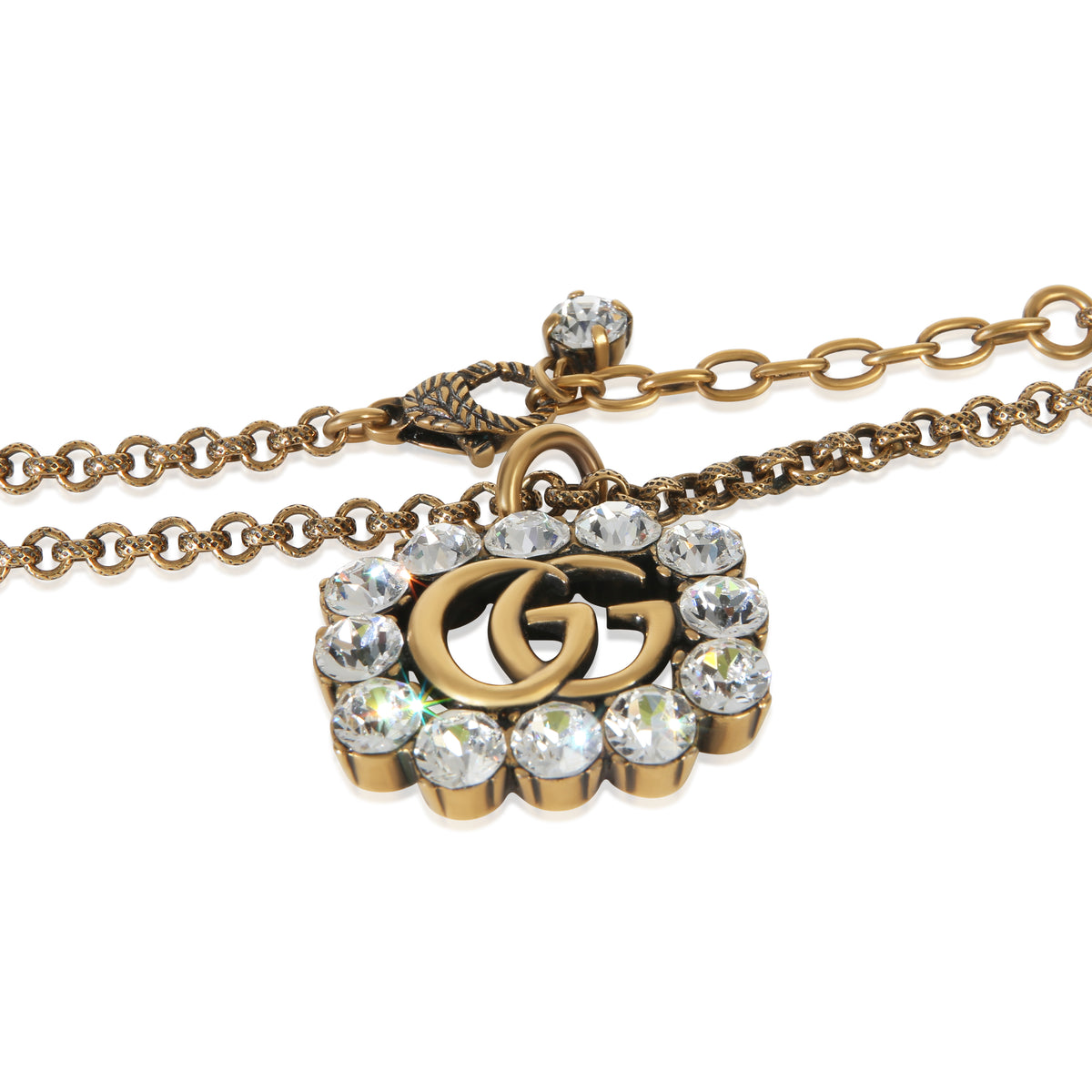 Gucci Gold Plated  Crystal Double G Pendant sv