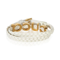 Gucci Gold Plated  Logo Braided Leather Choker Necklace pv