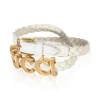 Gucci Gold Plated  Logo Braided Leather Choker Necklace sv