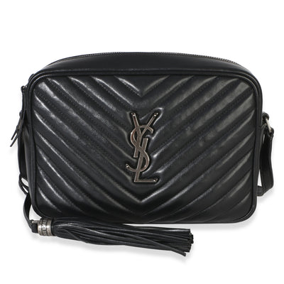 Saint Laurent Black Matelasse Calfskin Lou Camera Bag Handbag fv