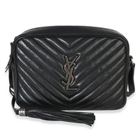 Saint Laurent Black Matelasse Calfskin Lou Camera Bag Handbag fv