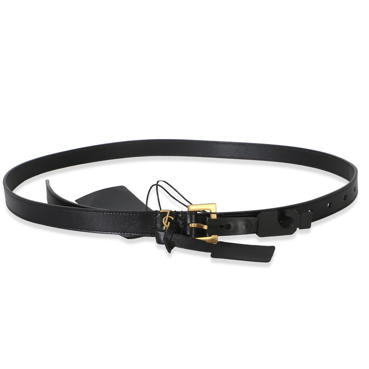 Saint Laurent Men's Black Lambskin Cassandre 38mm Belt 85/34 id
