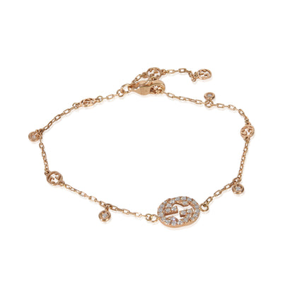 Gucci Rose Gold Diamond Interlocking G Bracelet fv