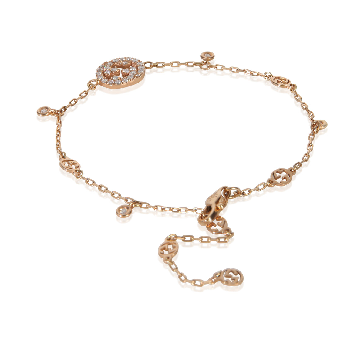 Gucci Rose Gold Diamond Interlocking G Bracelet pv