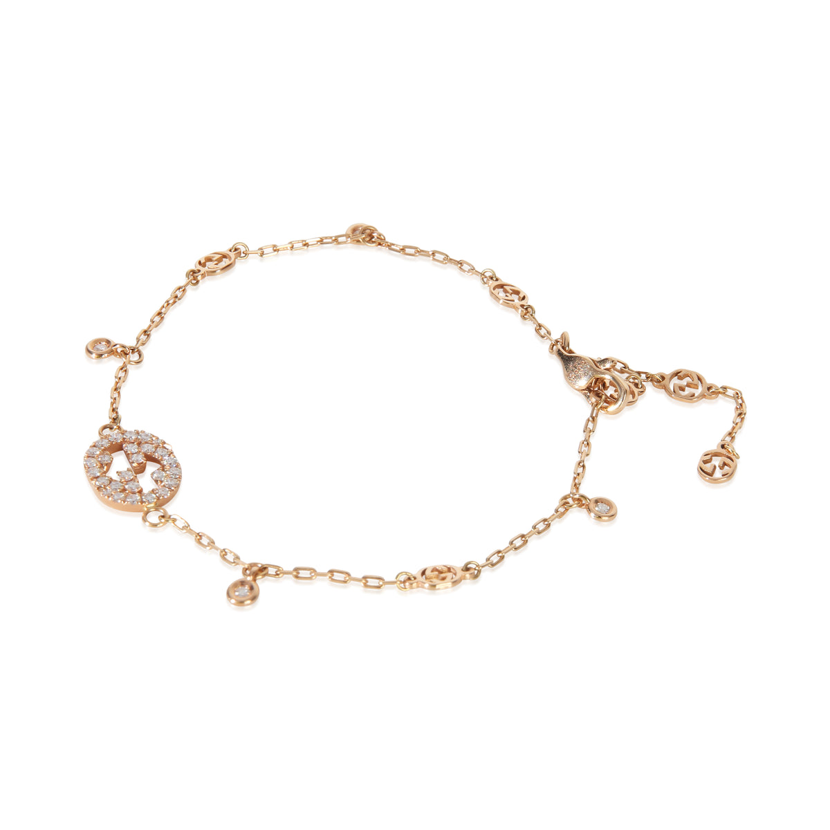Gucci Rose Gold Diamond Interlocking G Bracelet sv