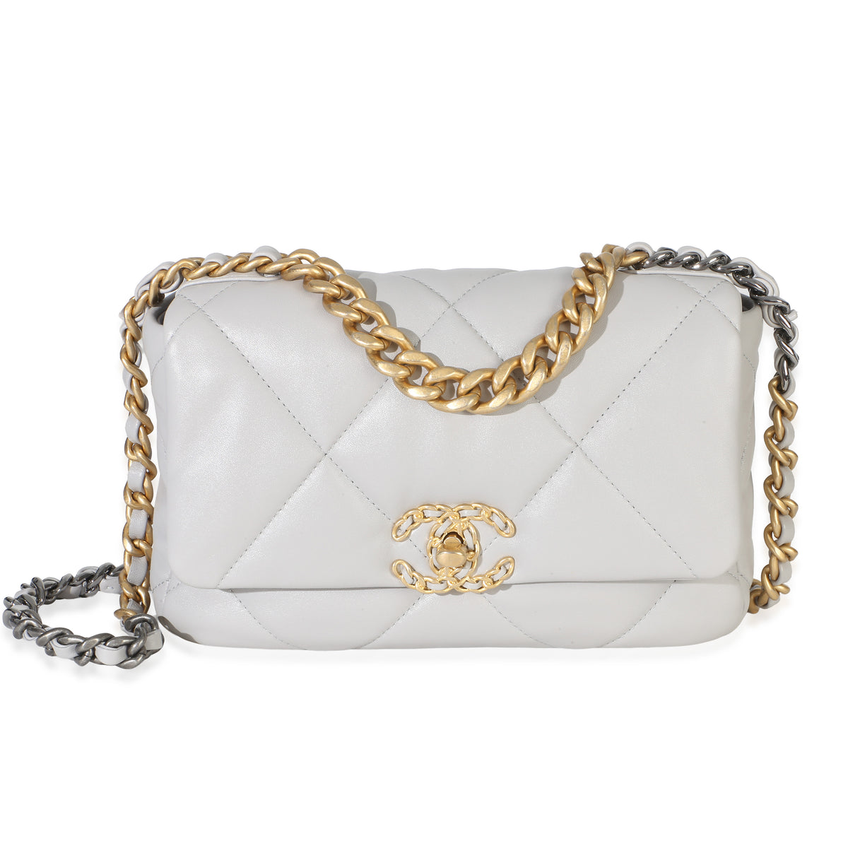 Chanel Grey Quilted Lambskin Small  19 Flap Bag Handbag id